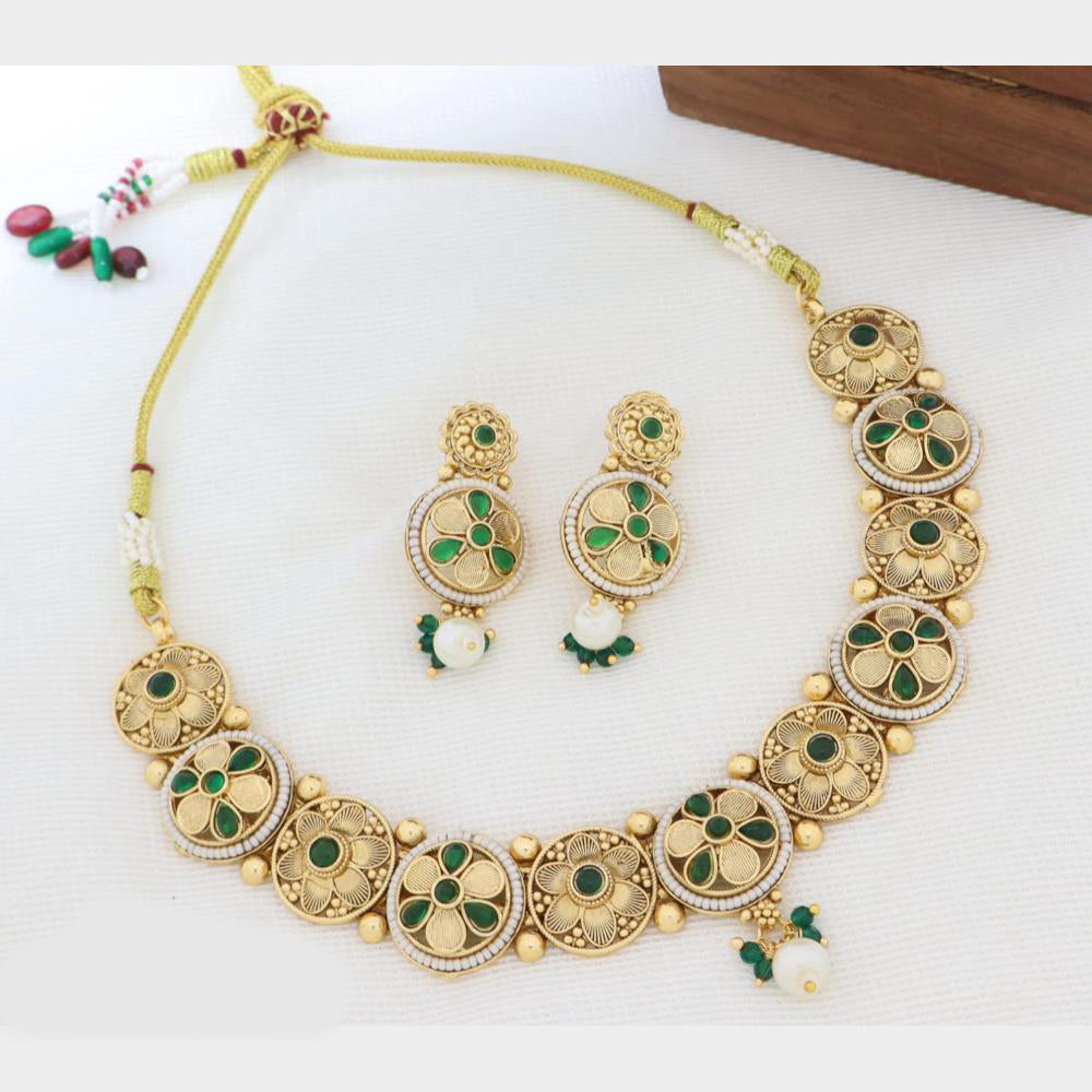 Kavita Art Elegant Pota Stone Pearl Necklace Jewellery Set