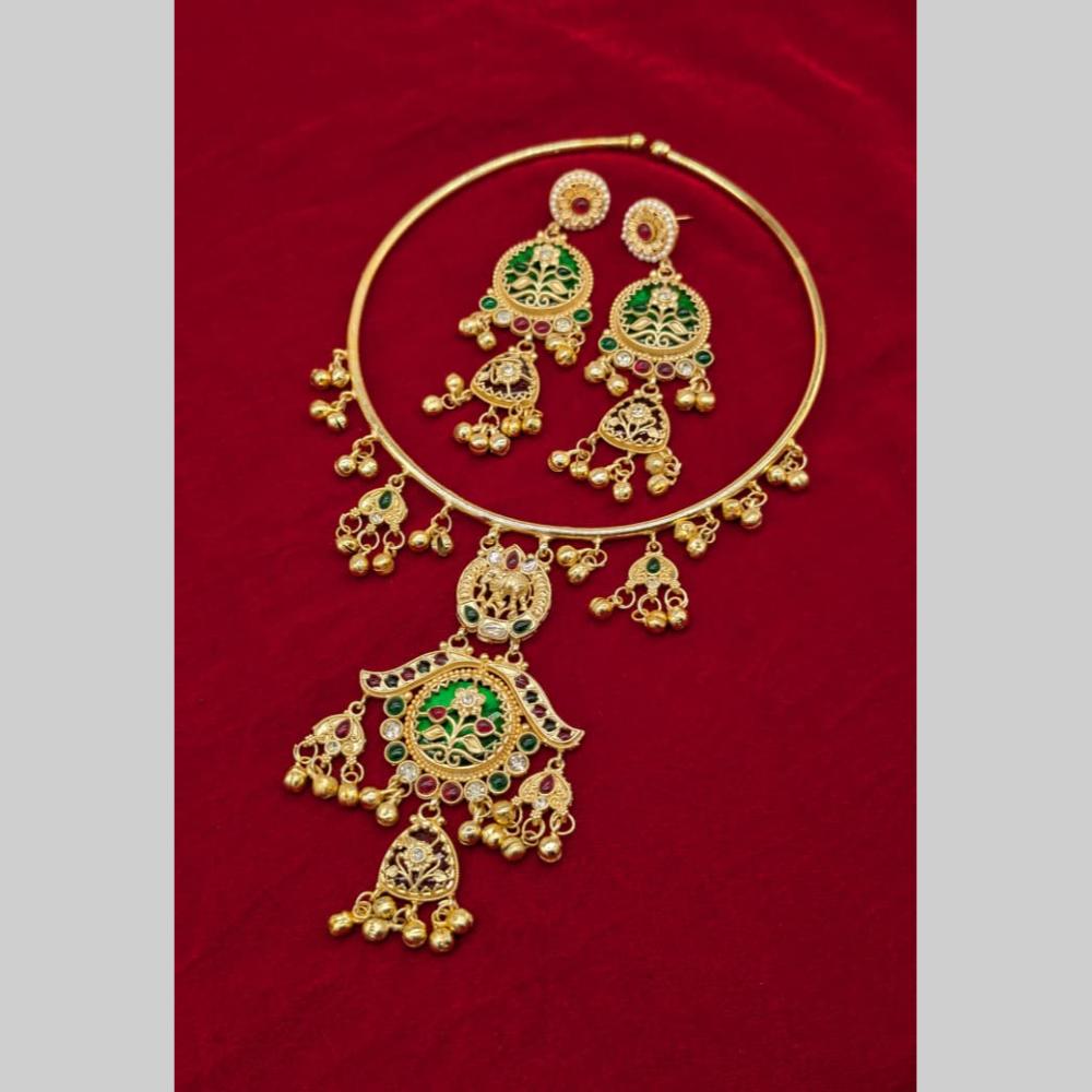 Kavita Art Elegant Pota Stone And Pearl Necklace Jewellery Set