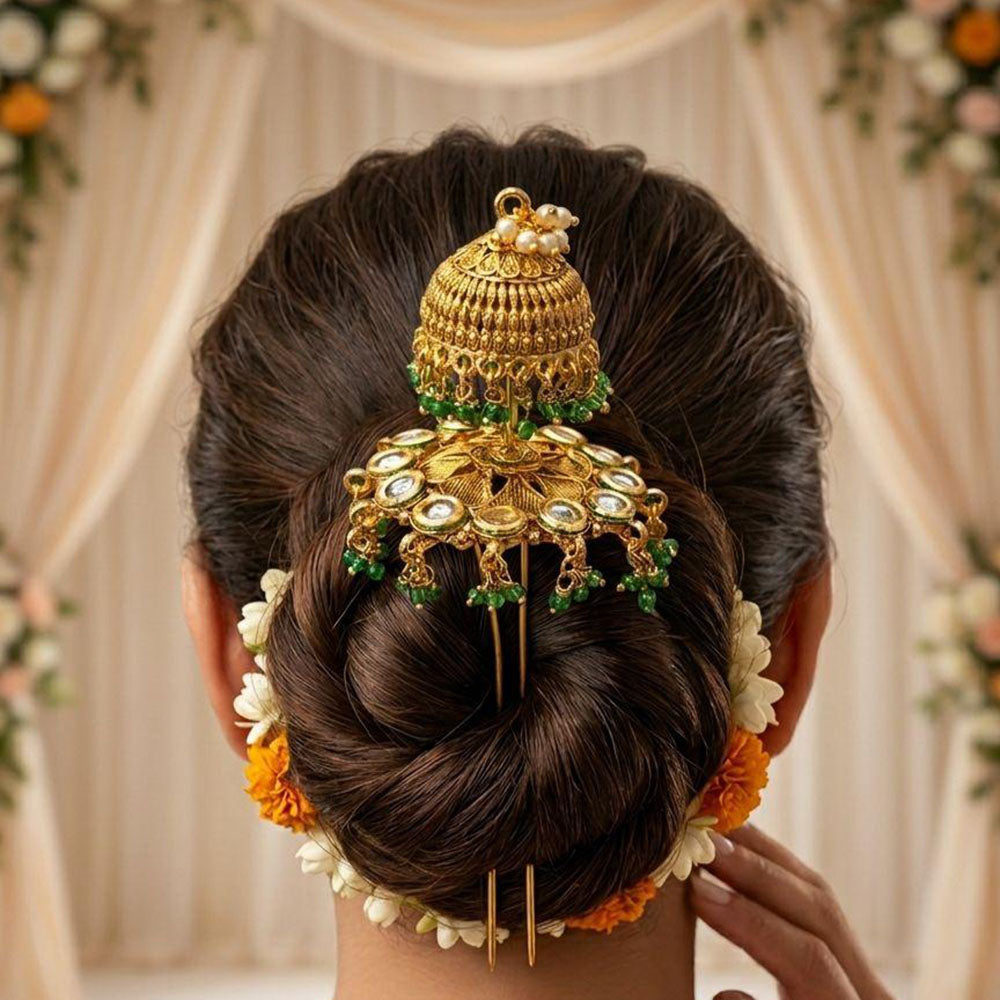 Kavita Art Ethnic Pota Stone And Pearl Hair Accessory