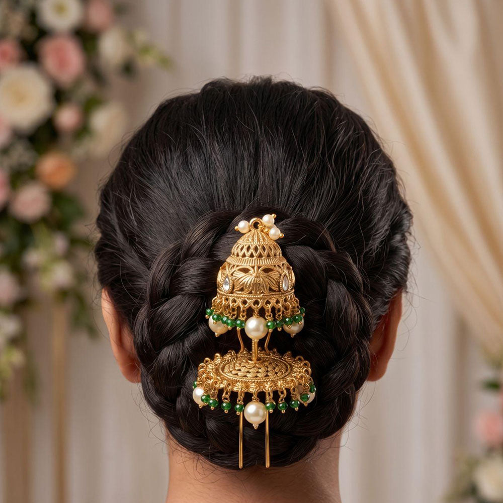 Kavita Art Ethnic Pota Stone And Pearl Hair Accessory