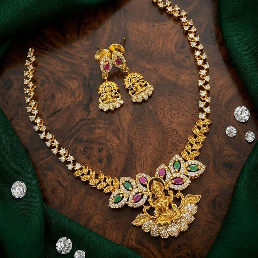 Kavita Art Premium Austrian & Pota Stone Temple Long Necklace Set