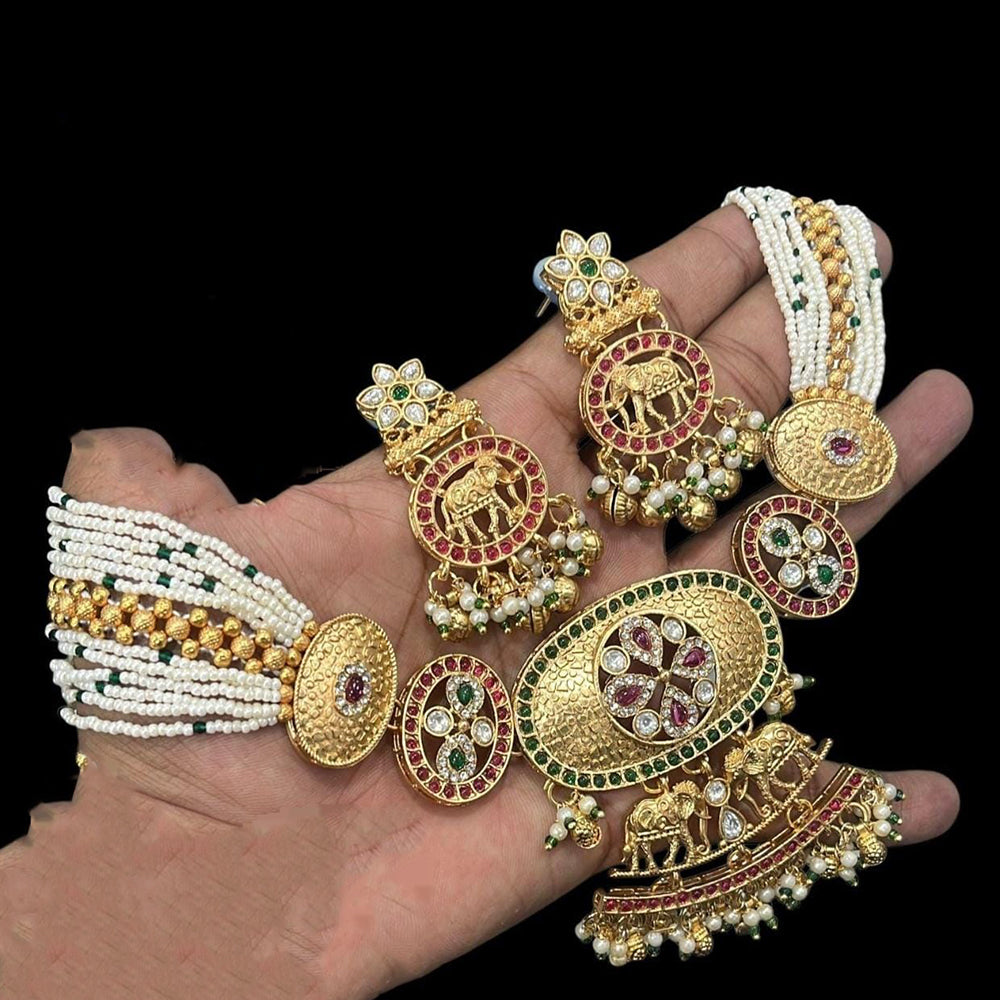 Kavita Art Polki Kundan Traditional Elephant Jewellery Choker Necklace Set