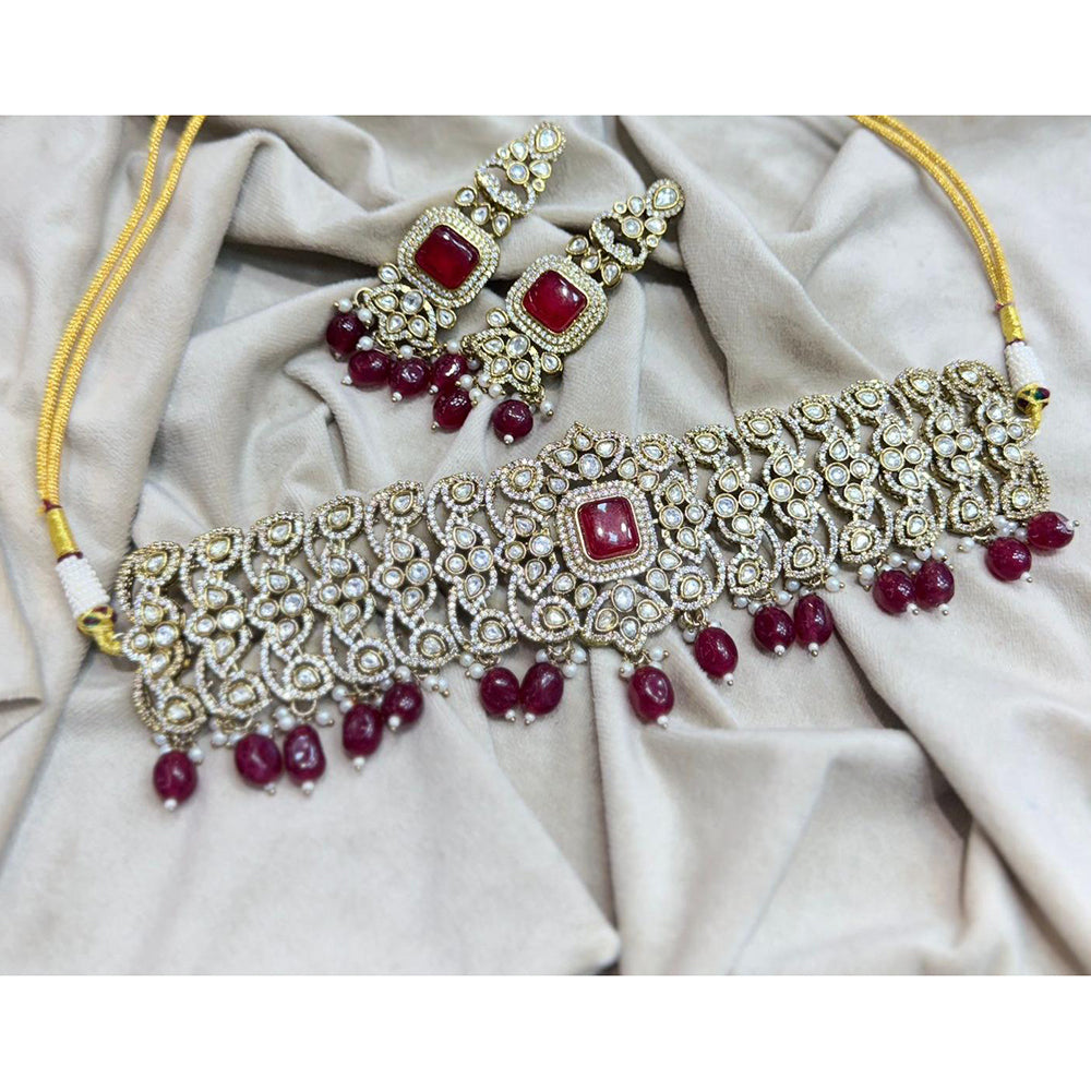 Kavita Art Royal Polki Kundan Stone Pearl And Beads Choker Necklace Set