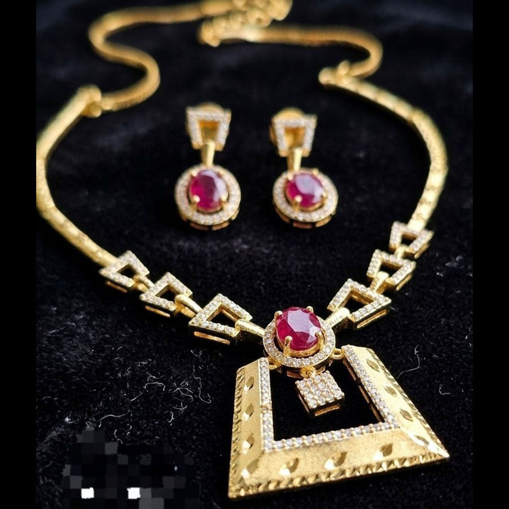 Kavita Art Gold Plated Royal Pota Stone & Austrian Stone Necklace Set