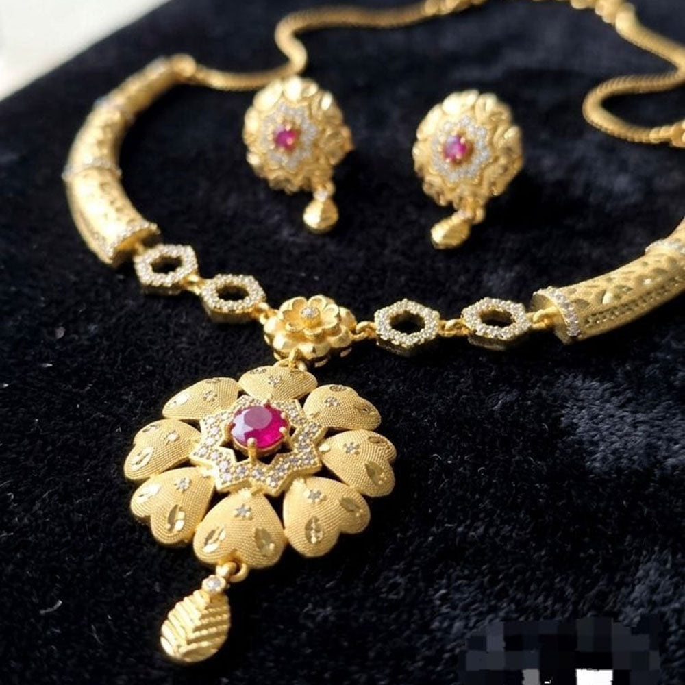Kavita Art Gold Plated Royal Pota Stone & Austrian Stone Necklace Set