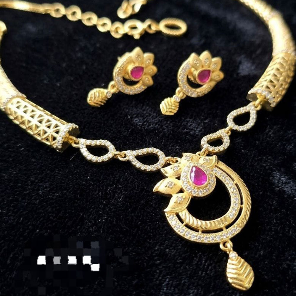 Kavita Art Gold Plated Royal Pota Stone & Austrian Stone Necklace Set