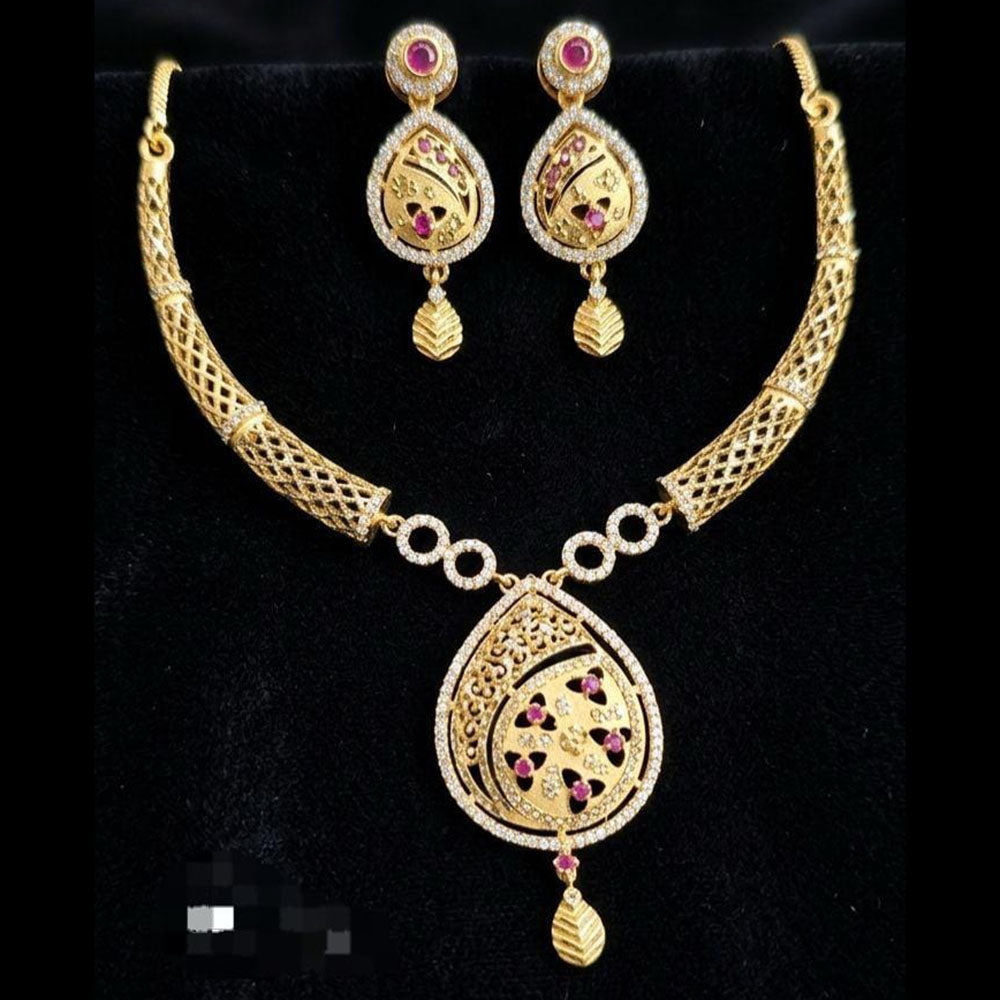 Kavita Art Gold Plated Royal Pota Stone & Austrian Stone Necklace Set