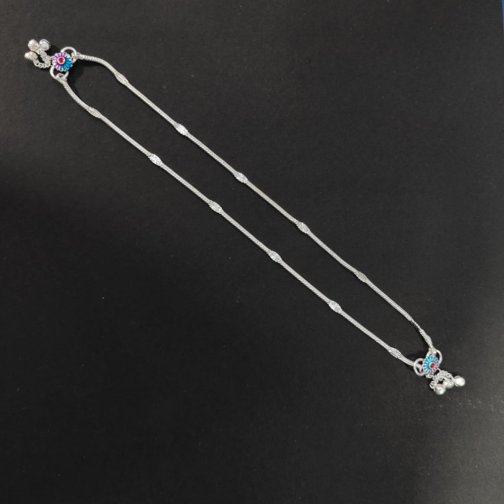 Kavita Art Silver Plated Meenakari Traditional Ghungroo Payal / Anklet