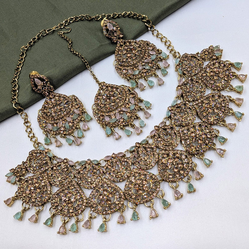 Kavita Art Royal Crystal Stone And Austrian Stone Wedding Necklace Set