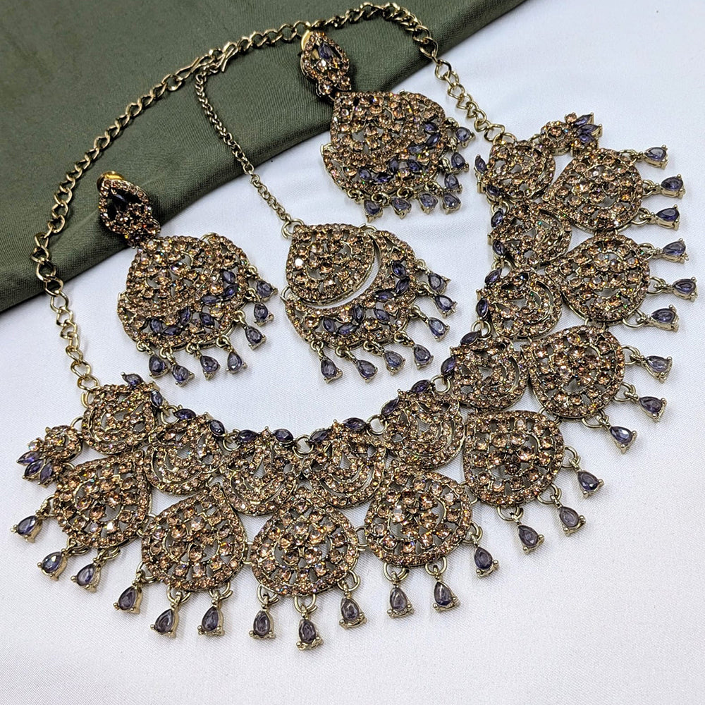 Kavita Art Royal Crystal Stone And Austrian Stone Wedding Necklace Set
