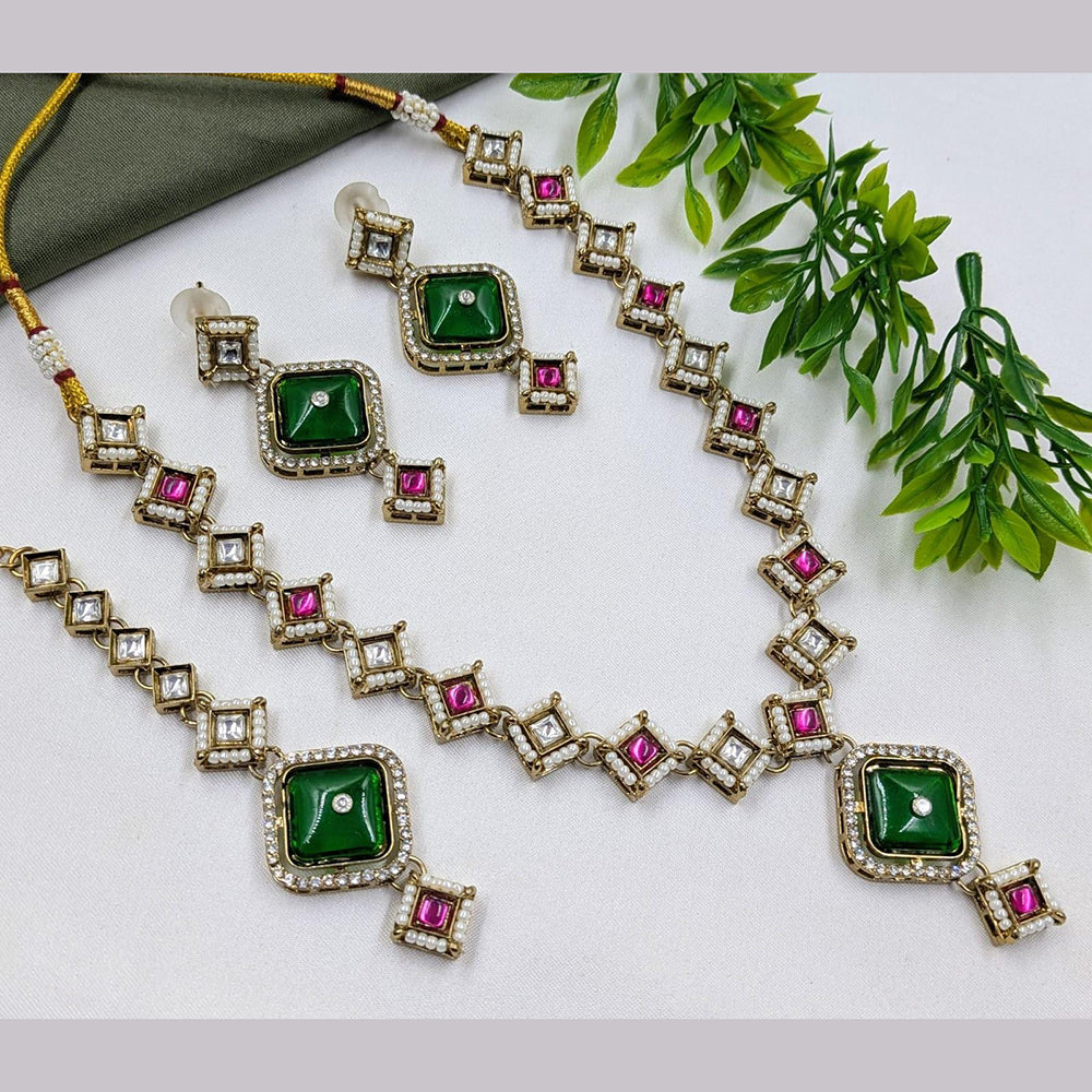 Kavita Art Designer Pota Stone And Pearl Necklace Set