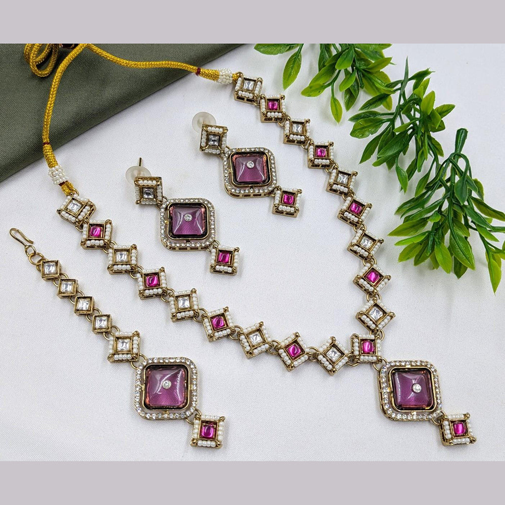 Kavita Art Designer Pota Stone And Pearl Necklace Set