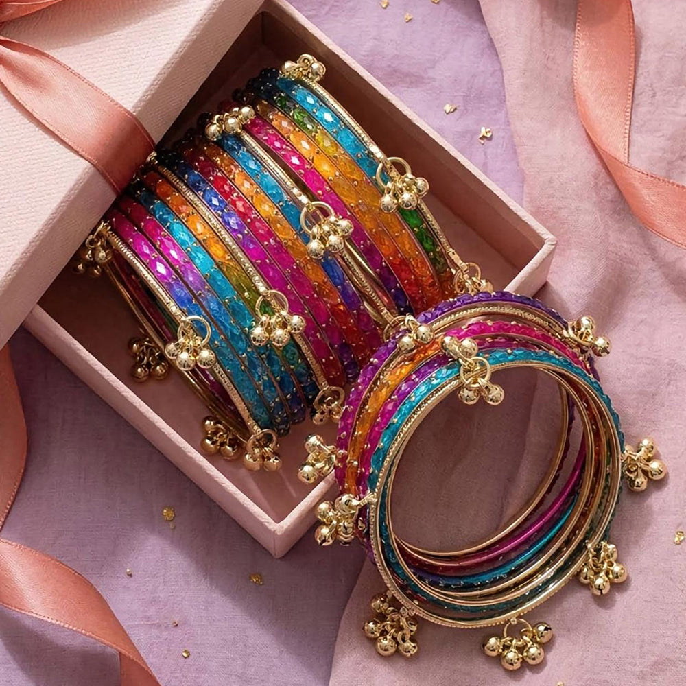 Kavita Art Wedding Special Raindrop Glass Kashmiri Bangles Set