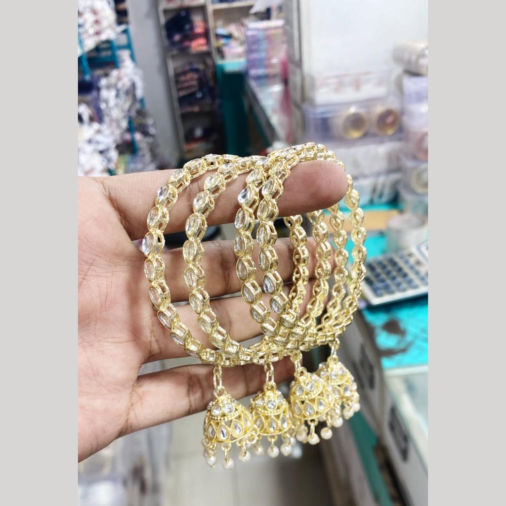 Kavita Art Stylish Austrian Stone And Pearl Bangles Set