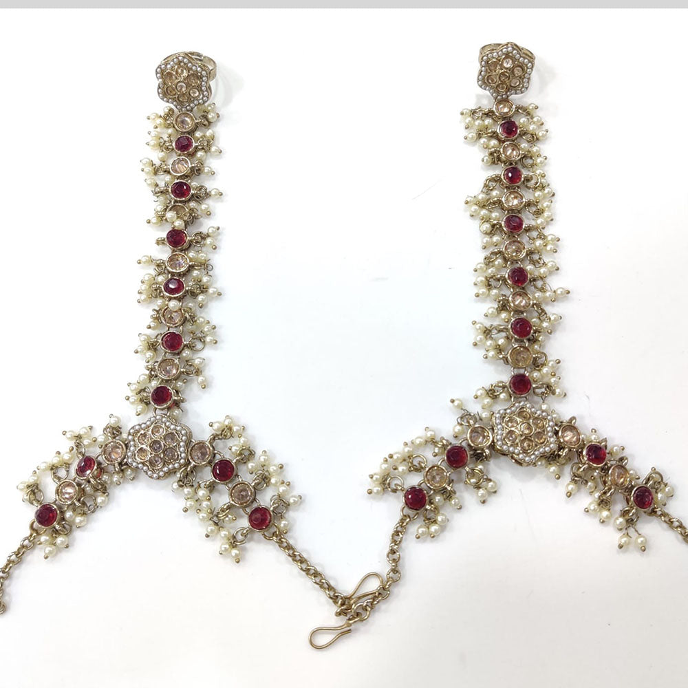 Kavita Art Wedding Wear Crystal Stone And Pearl Hath Panja