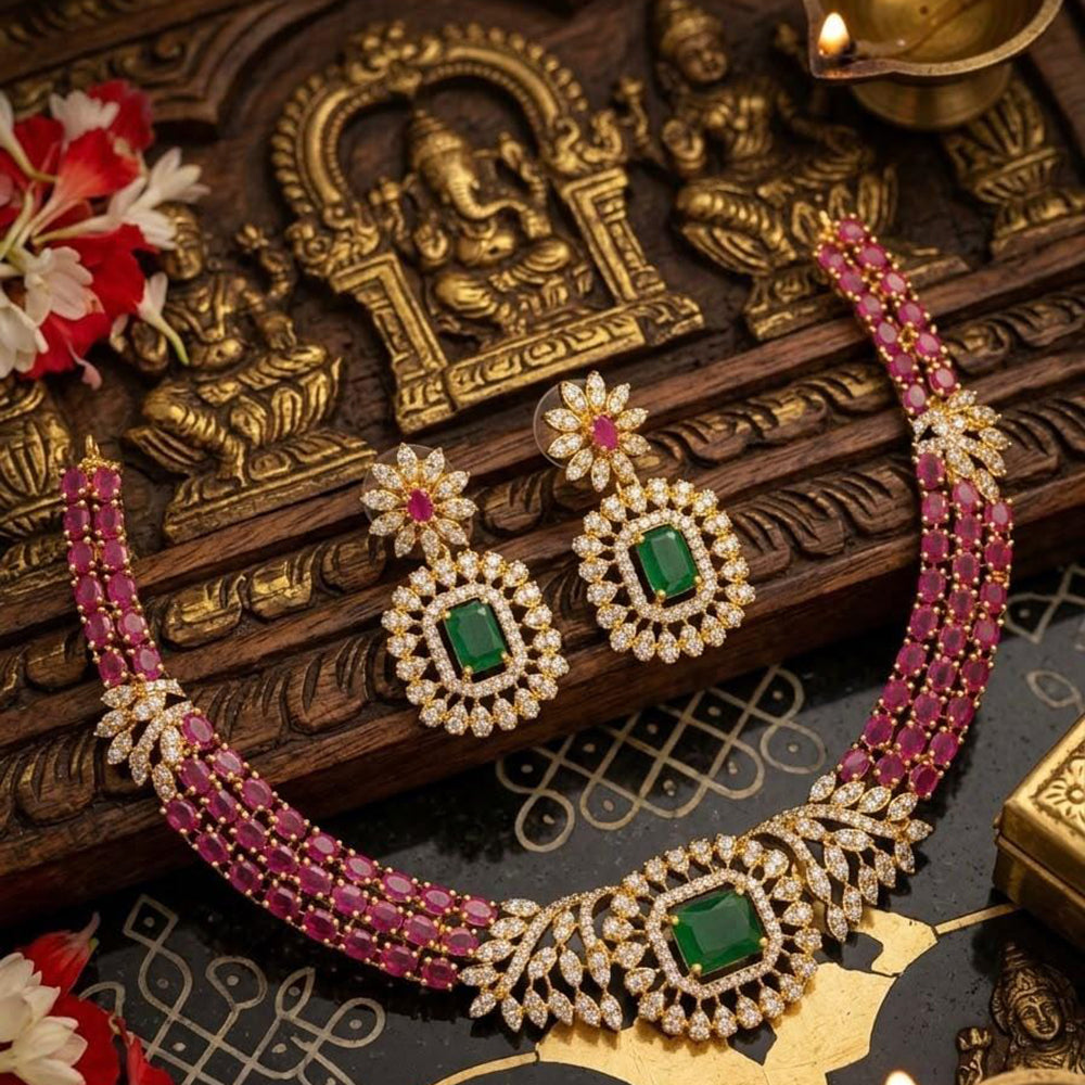 Kavita Art Elegant American Daimond Necklace Set