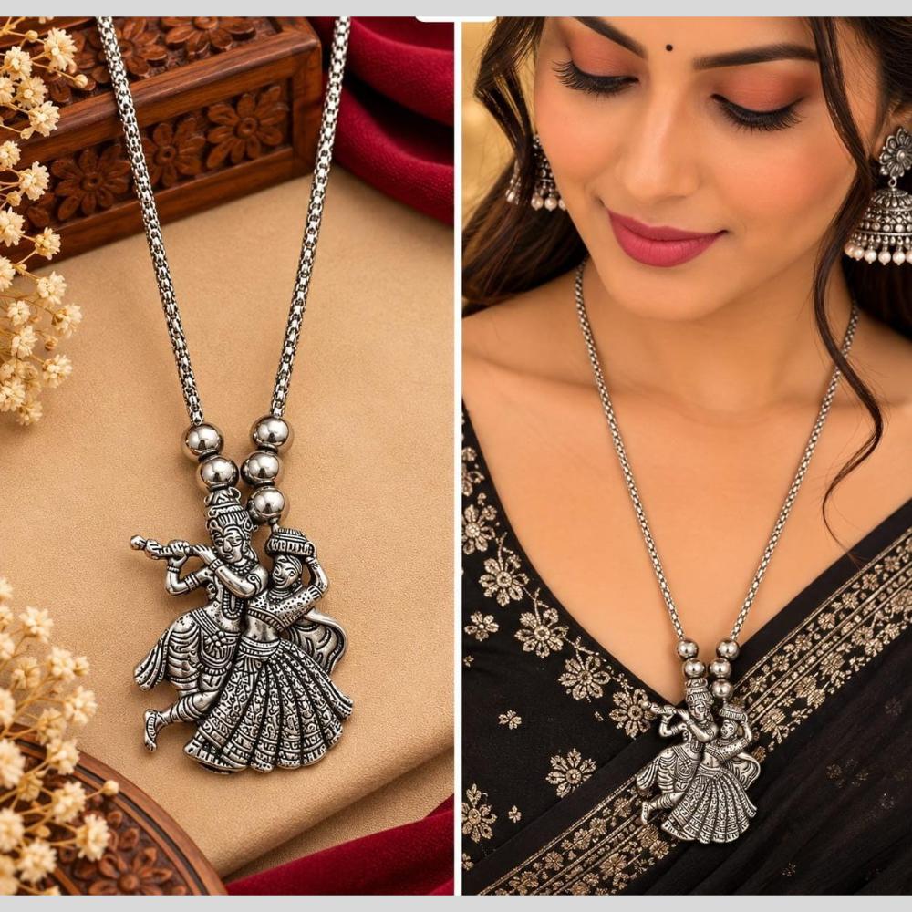 Kavita Art Boho Style Oxidised Plated Temple Necklace