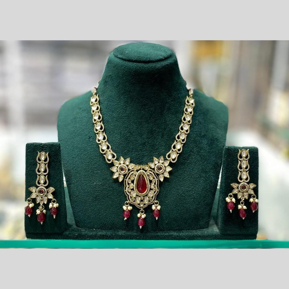 Kavita Art Elegant Polki Kundan Stone And Pearl Necklace Set for Women