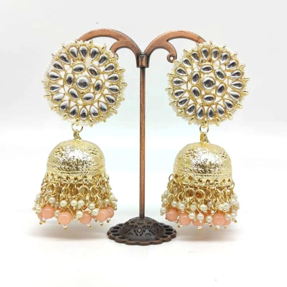 SNERA Gold Plated Kundan Stone And Meenakari Jhumki Earrings