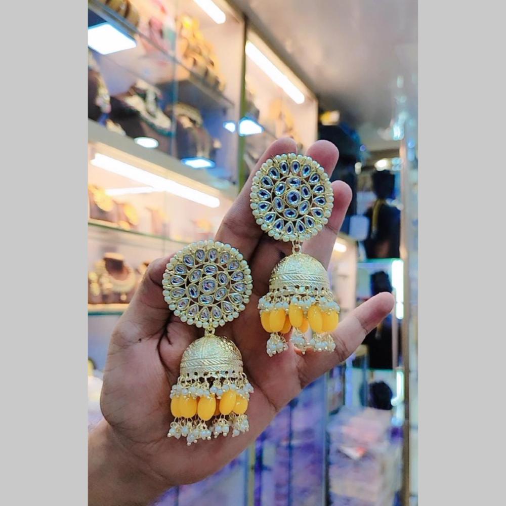 SNERA Gold Plated Kundan Stone And Meenakari Jhumki Earrings