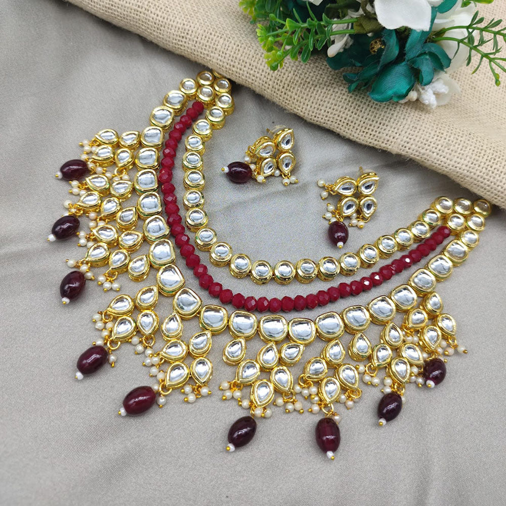 SNERA  Gold Plated  Kundan Stone & Pearls  Necklace Set