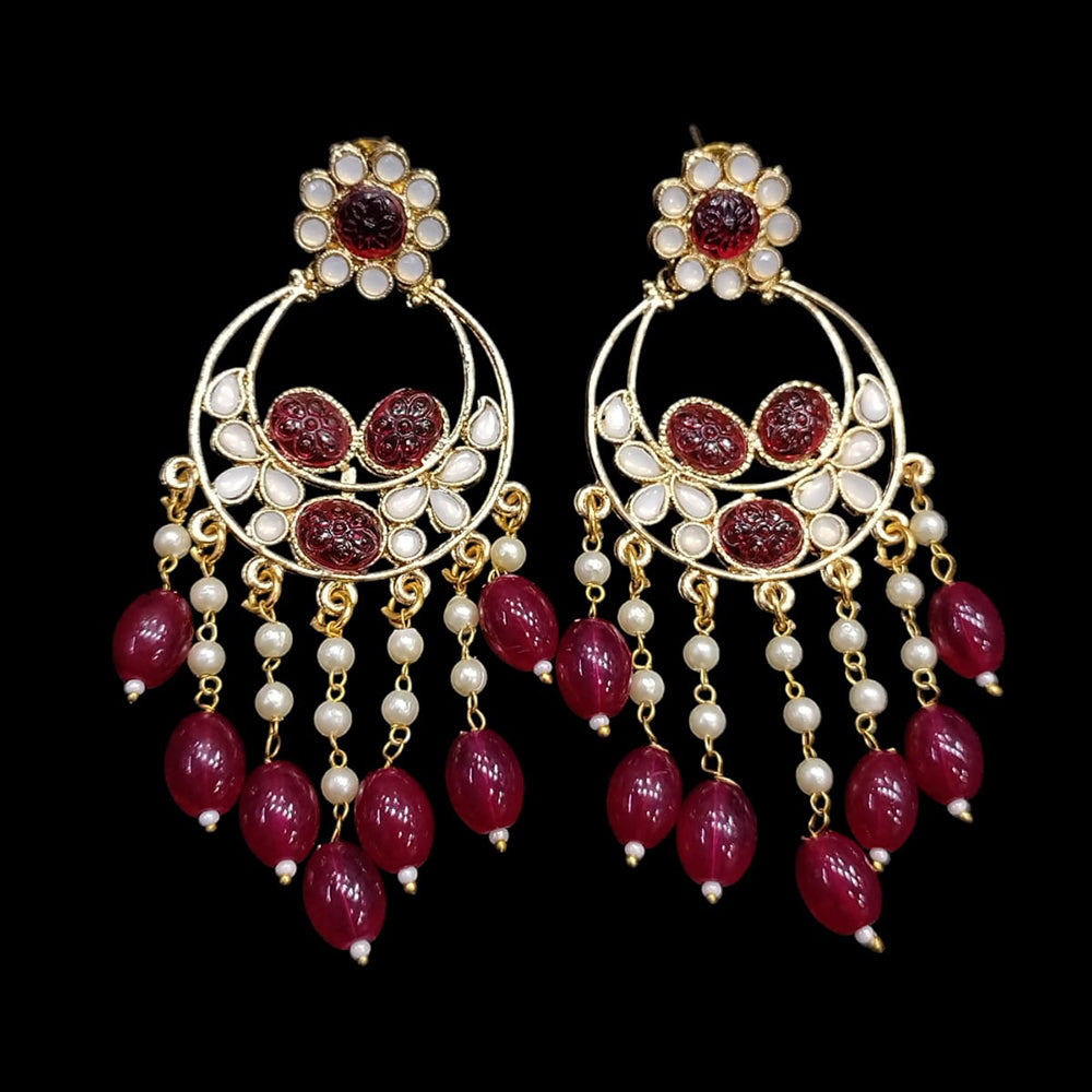 SNERA Gold Plated Beads And Pearls Dangler Earrings