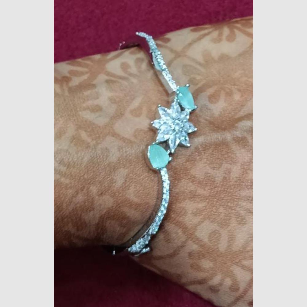 SNERA Silver Plated Crystal Stone Openable Bracelet