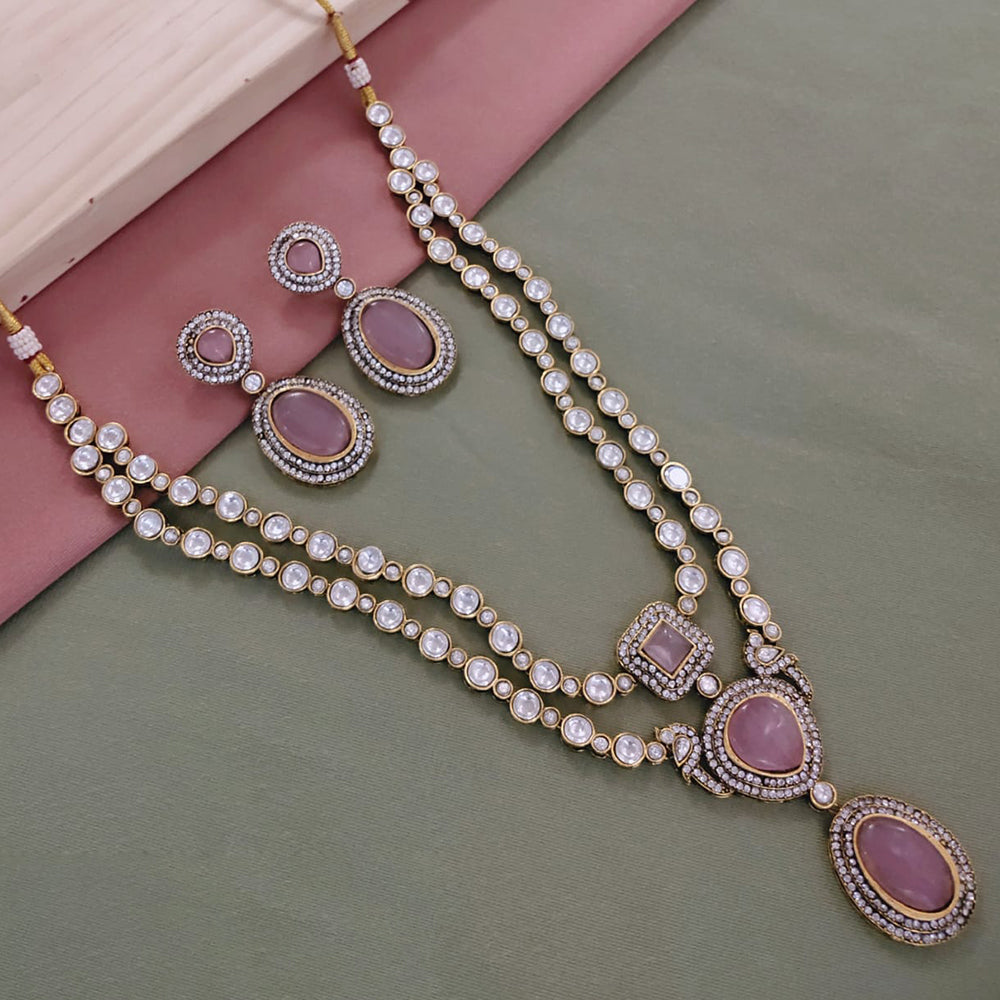 SNERA Gold Plated Kundan Stone And Austrian Stone Necklace Set