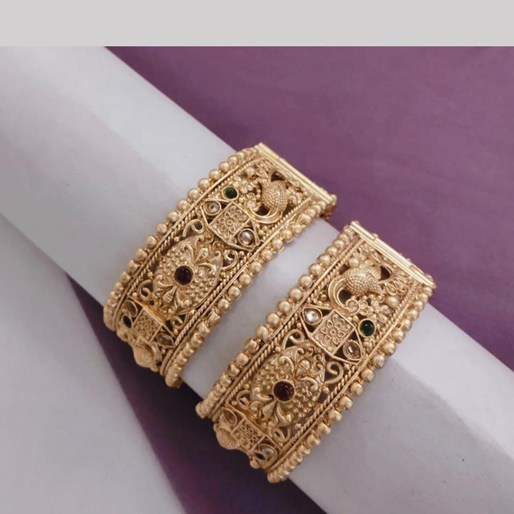 SNERA Gold Plated Pota Stone Openable Bangles Set