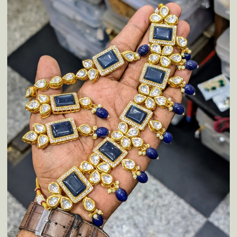 SNERA Gold Plated Kundan Stone And Beads Necklace Set