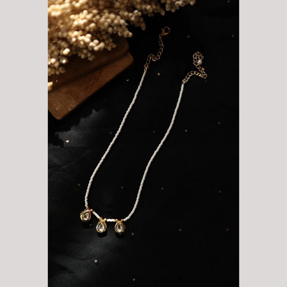 SNERA Gold Plated Kundan Stone And Pearls Necklace