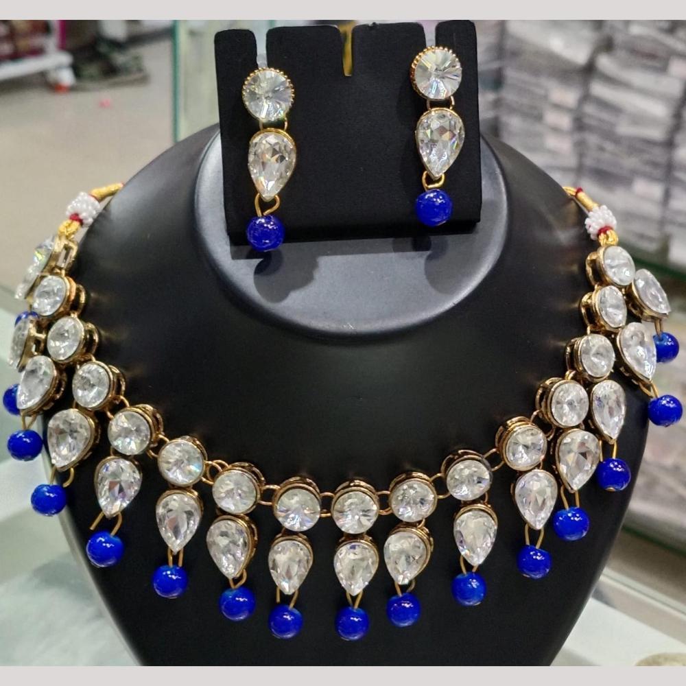 SNERA Gold Plated Crystal Stone And Beads Necklace Set