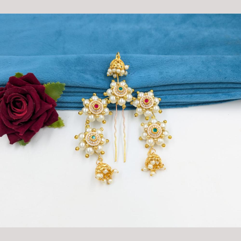 SNERA Gold Plated Pearls Hair Accessories ( 6 Piece Only)