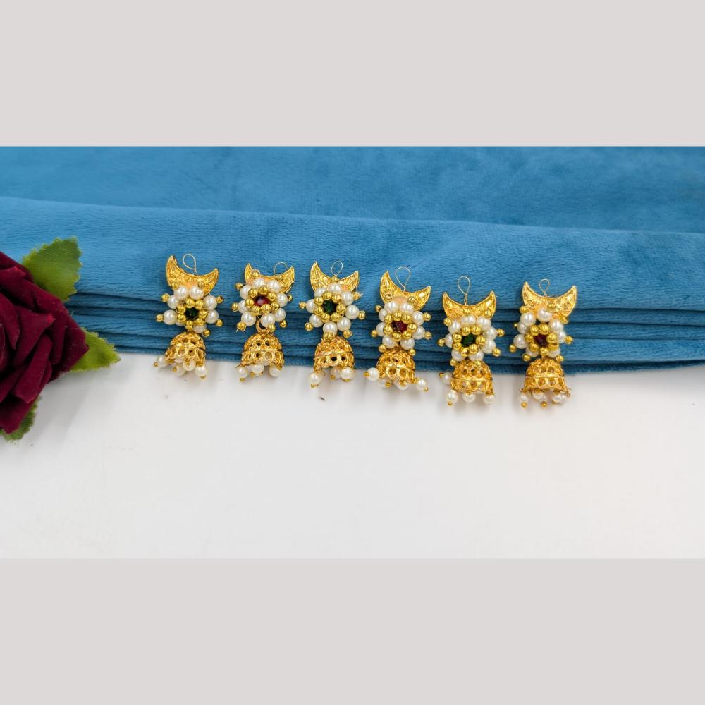 SNERA Gold Plated Pearls Hair Accessories ( 6 Piece Only)