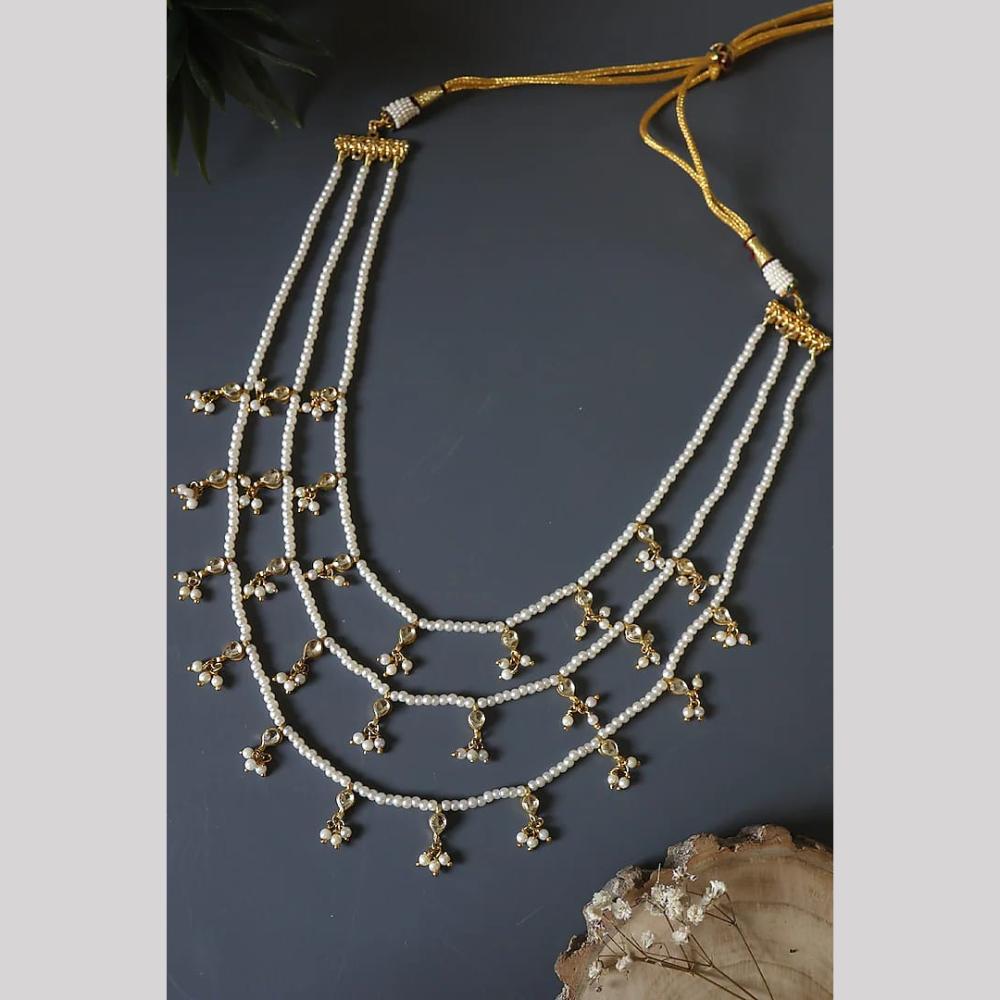 SNERA Gold Plated Pearls Multi Layer Necklace