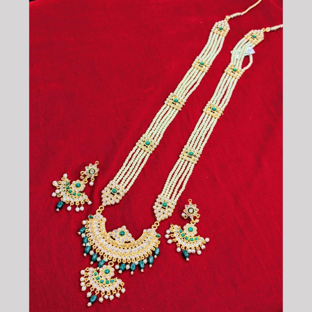 SNERA Gold Plated Kundan Stone And Beads Necklace Set
