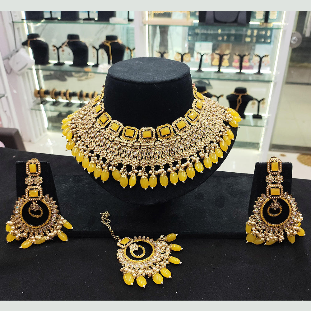 SNERA Gold Plated Crystal And Beads Necklace Set