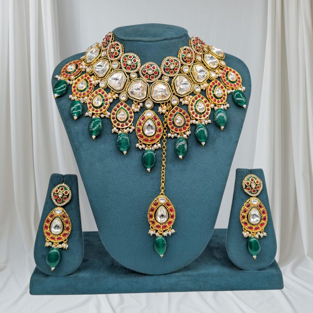 SNERA Gold Plated Kundan And Beads Choker Necklace Set – JewelEMarket