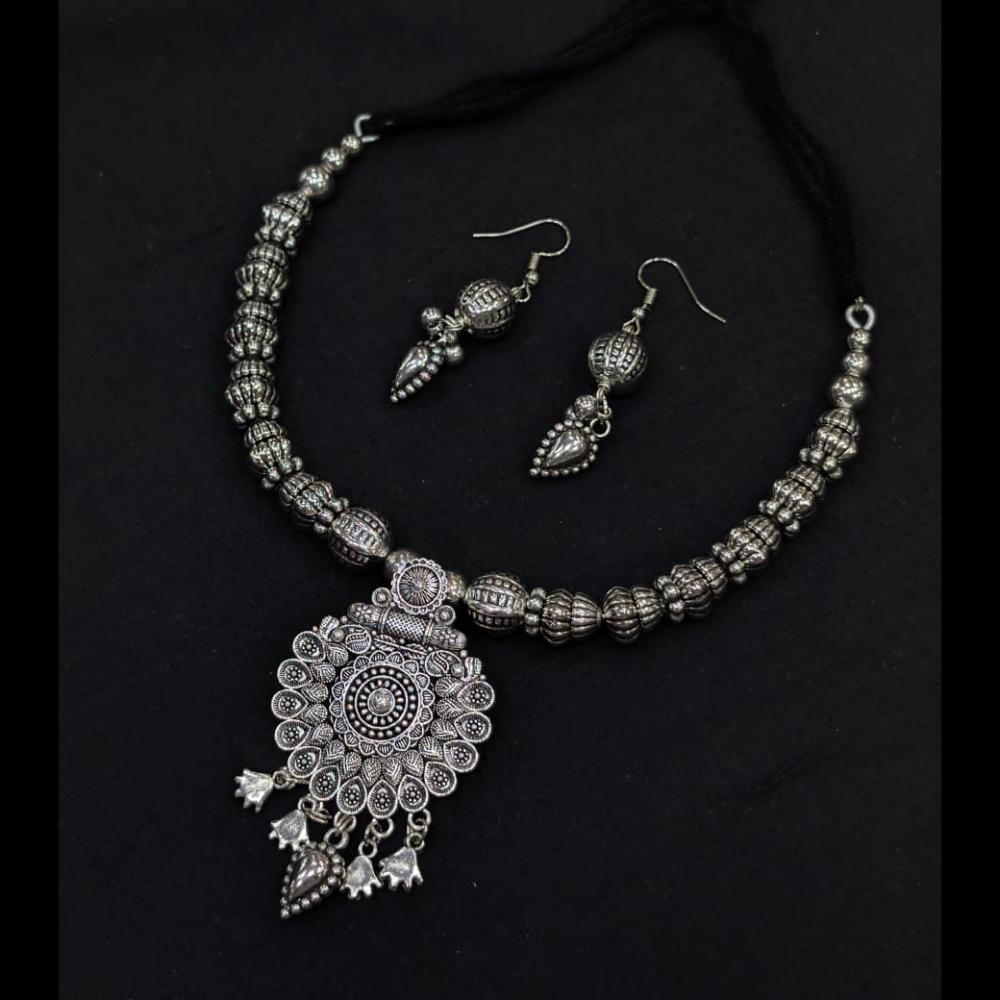 SNERA Oxidised Plated Antique Navratri Look Necklace Set