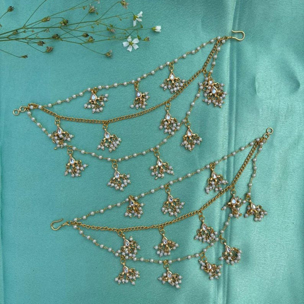 SNERA Glam Classic Pota Stone And Pearl Ear Kanchain