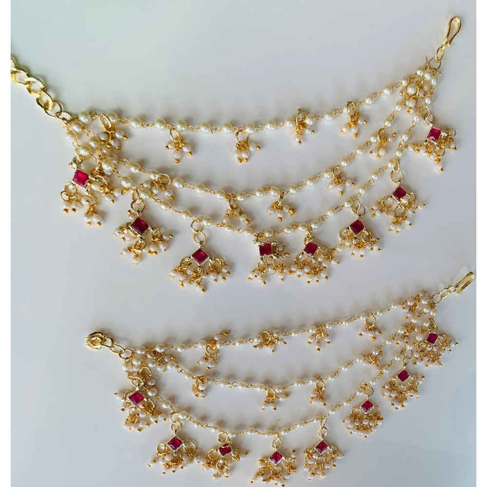 SNERA Glam Classic Pota Stone And Pearl Ear Kanchain