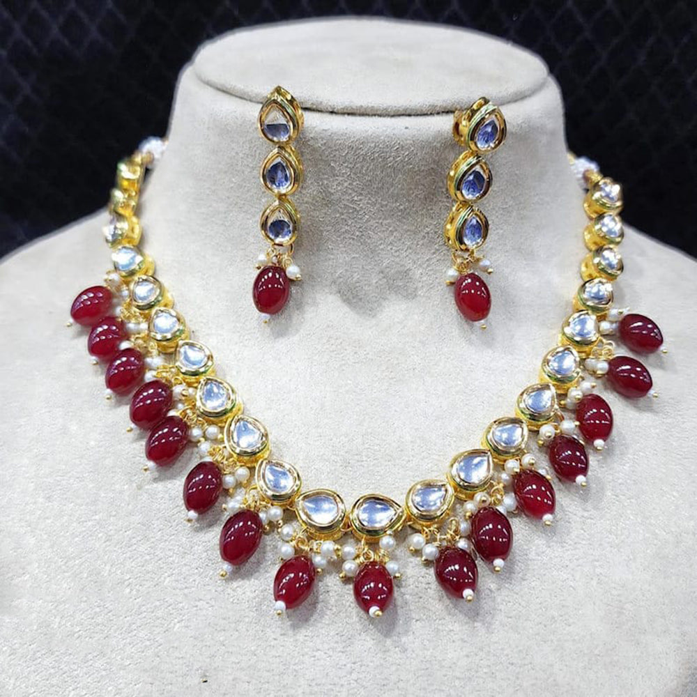 SNERA Designer Kundan Stone Pearl And Beads Necklace Set