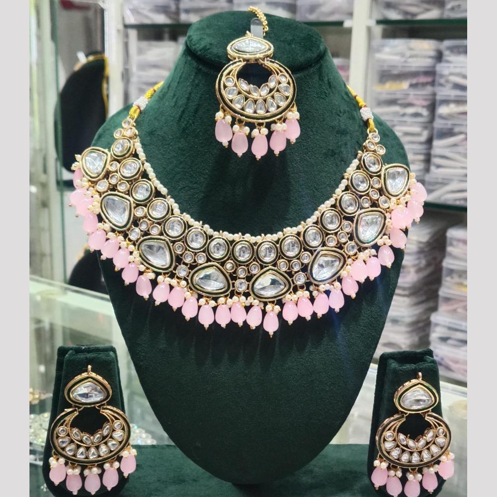 SNERA Kundan Stone And Beads Elegant Necklace Set