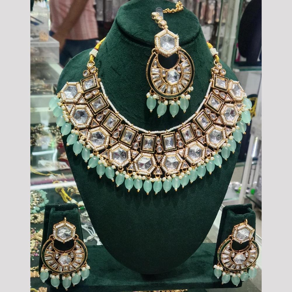 SNERA Kundan Stone And Beads Elegant Necklace Set