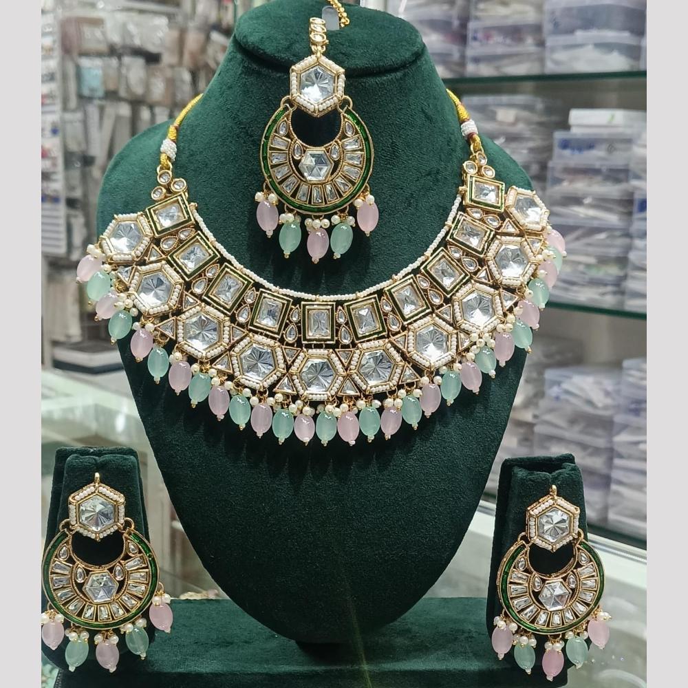 SNERA Kundan Stone And Beads Elegant Necklace Set