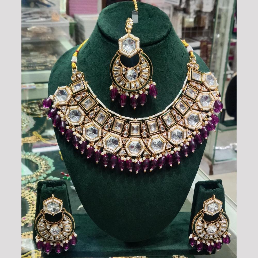 SNERA Kundan Stone And Beads Elegant Necklace Set