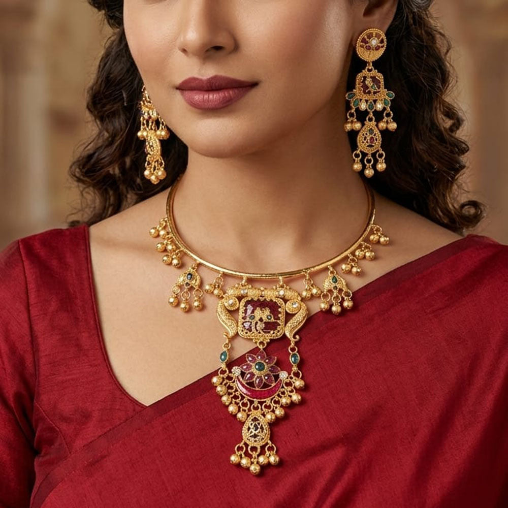 SNERA Graceful Pota Stone And Pearl Necklace Set