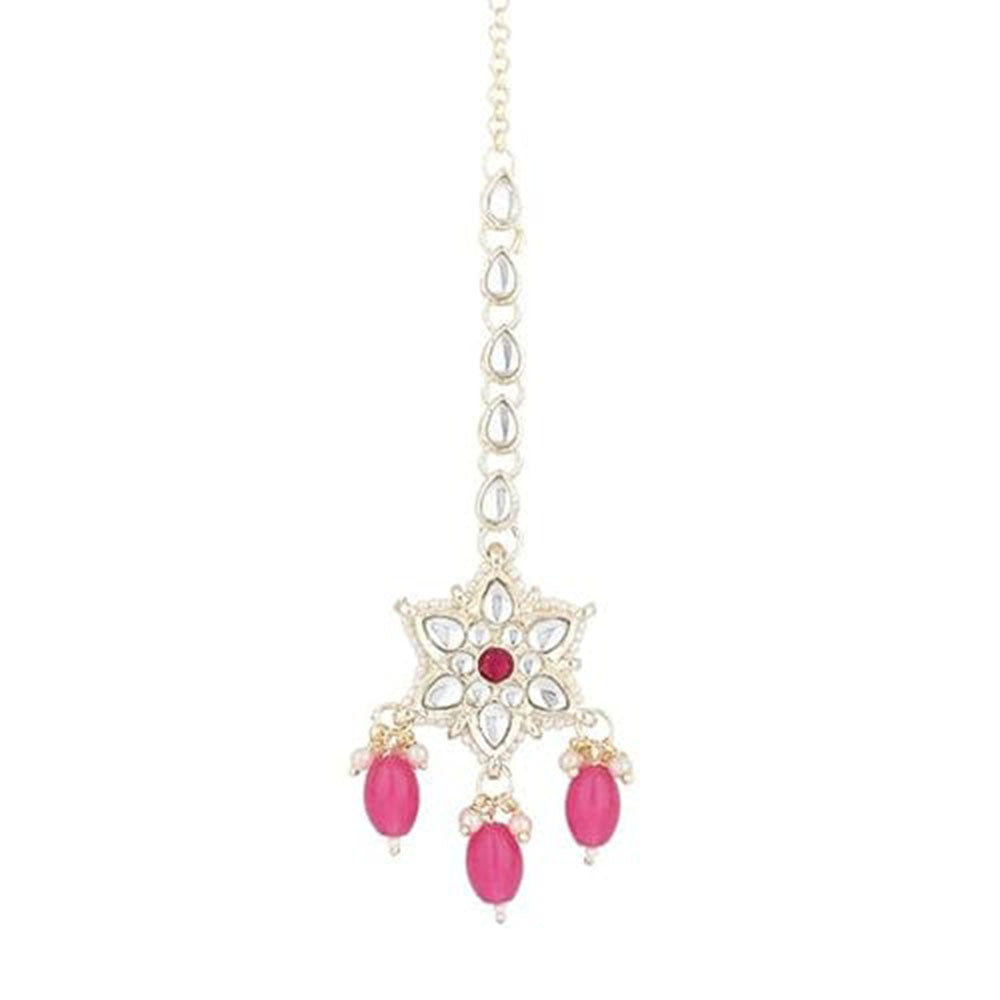 SNERA Wedding Special Kundan Stone And Pearl Maangtikka