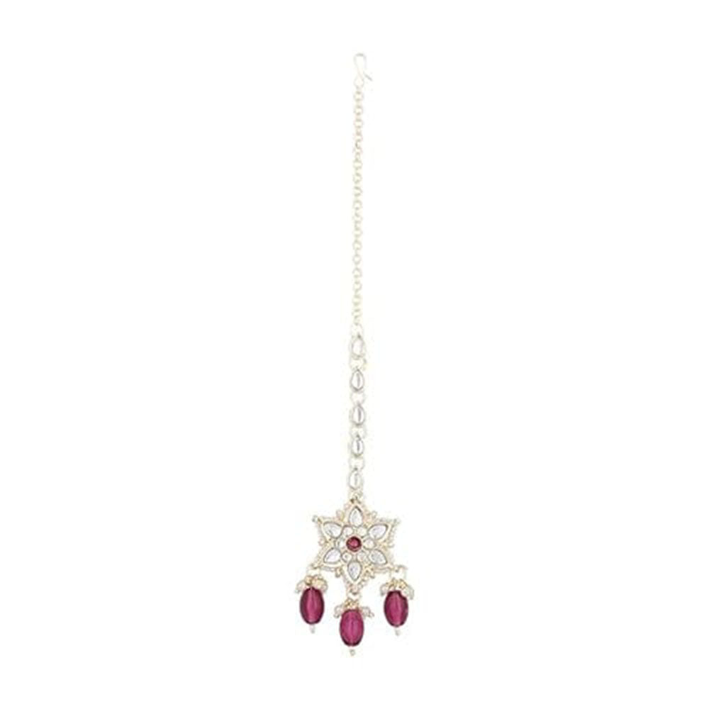 SNERA Wedding Special Kundan Stone And Pearl Maangtikka