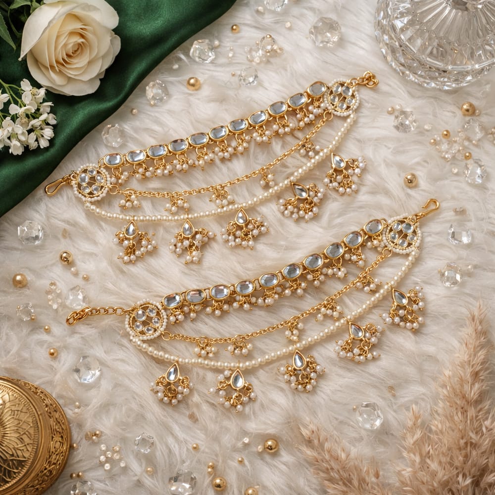SNERA Fancy Kundan Pearl And Beads Kanchain for Festive Look